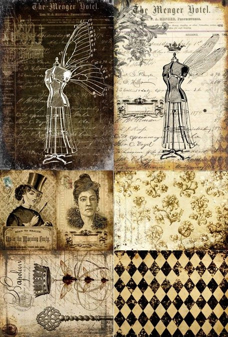 Decoupage Paper - Dress Form Project Blocks
