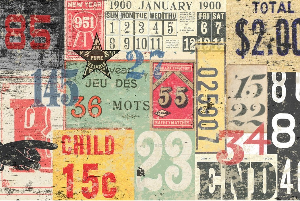 Decoupage Paper - Numbered Decollage