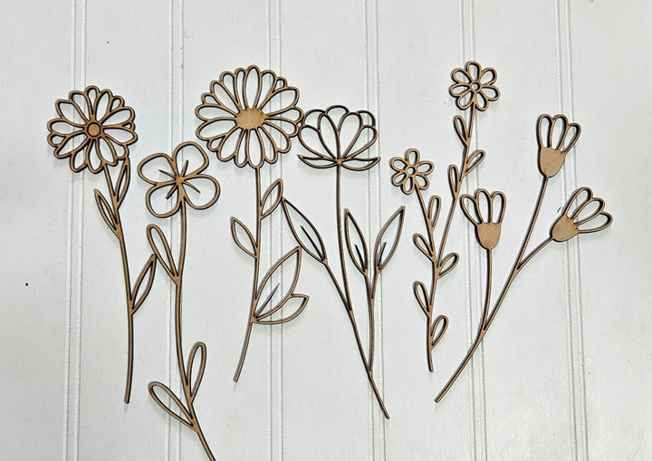 Delicate Wood Flowers - Set of 6